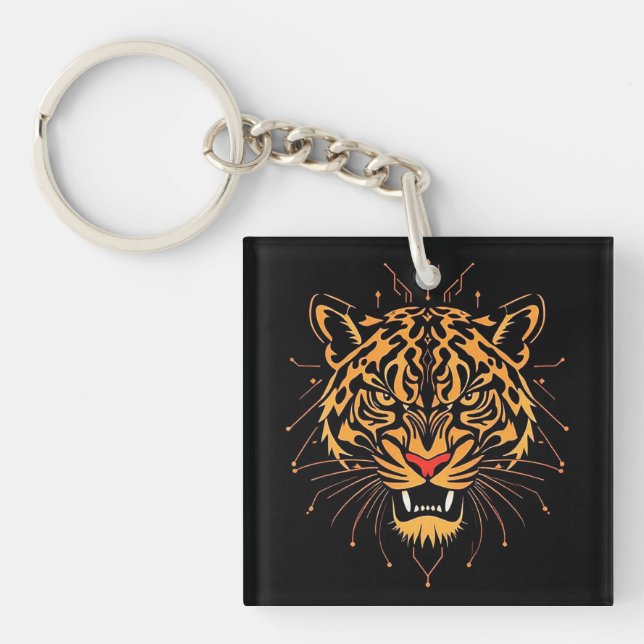 Stylized illustration of a tiger's head, keychain (Front)