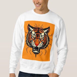 Stylized illustration of a tiger's head sweatshirt