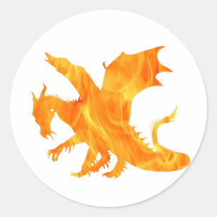 Stylized image of Dragon in flame Classic Round Sticker