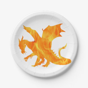 Stylized image of Dragon in flame Paper Plate
