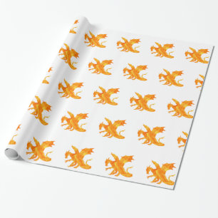 Stylized image of Dragon in flame Wrapping Paper