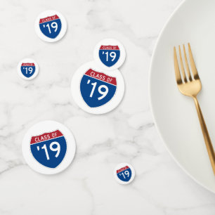 Stylized Interstate sign  Class of 2019 Confetti