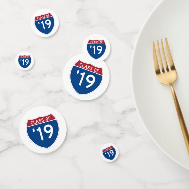 Stylized Interstate sign  Class of 2019 Confetti (Group)