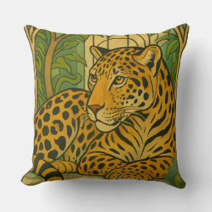 Stylized Jungle Elegance Throw Pillow