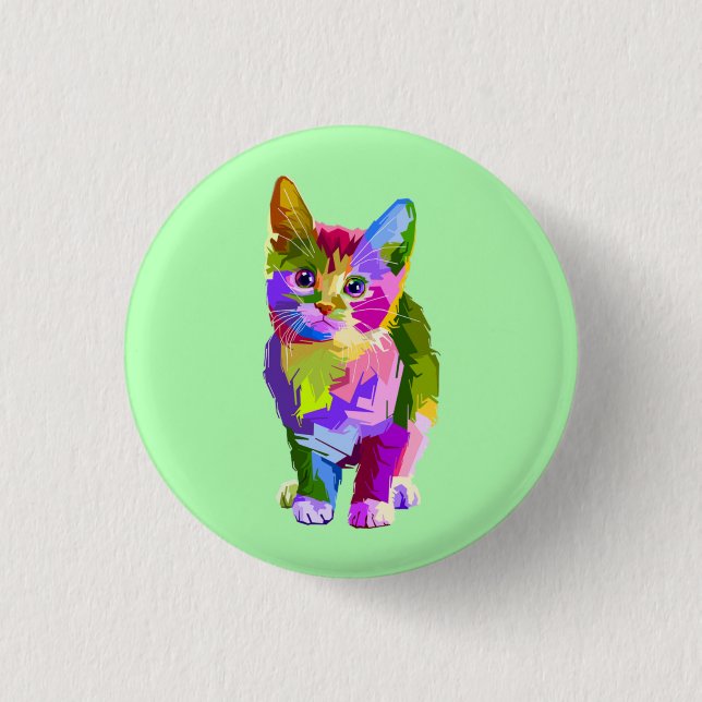 Stylized Kitten Prismatic Design-32345 1 Inch Round Button (Front)