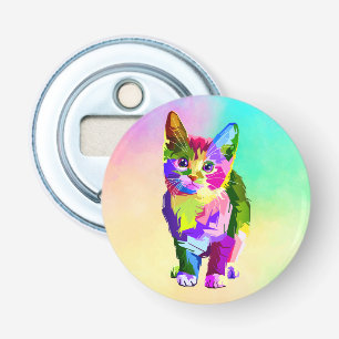 Stylized Kitten Prismatic Design-32345 Bottle Opener