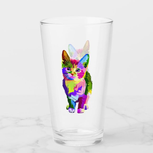 Stylized Kitten Prismatic Design-32345 Glass (Front)