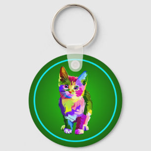 Stylized Kitten Prismatic Design-32345 Keychain