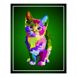 Stylized Kitten Prismatic Design-32345 Poster