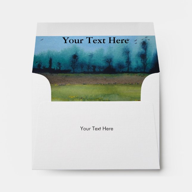 stylized landscape  painting of woodland scenic envelopes (Back (Bottom))