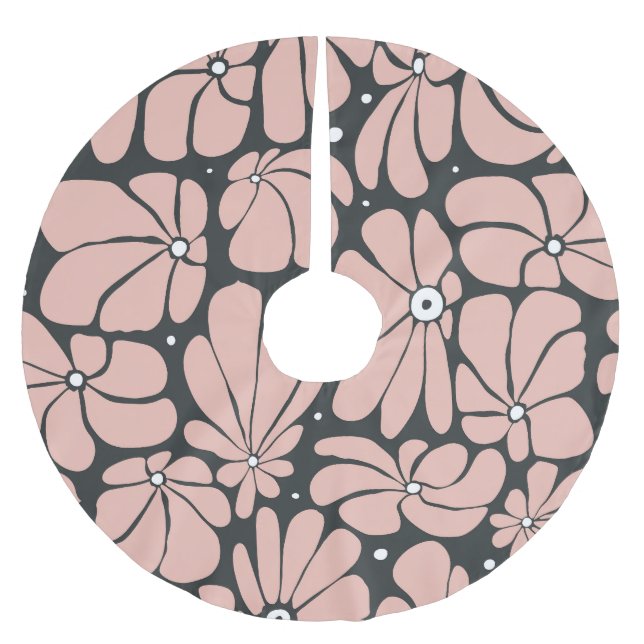 Stylized large blossoms, seamless floral pattern. brushed polyester tree skirt (Front)
