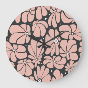 Stylized large blossoms, seamless floral pattern. clock