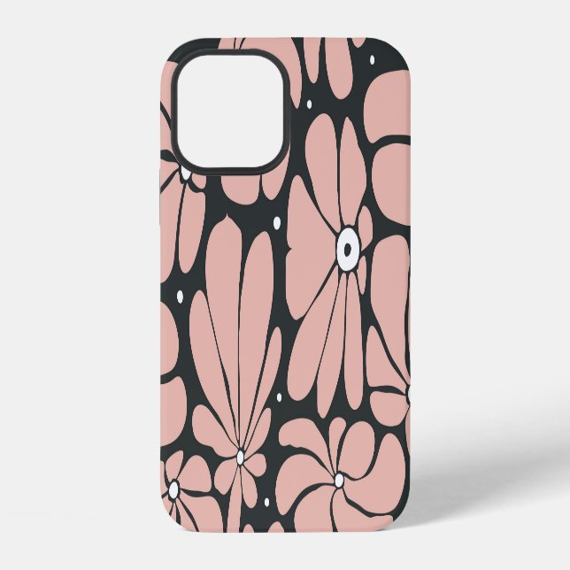 Stylized large blossoms, seamless floral pattern. iPhone case (Back)