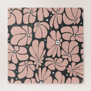 Stylized large blossoms, seamless floral pattern. jigsaw puzzle