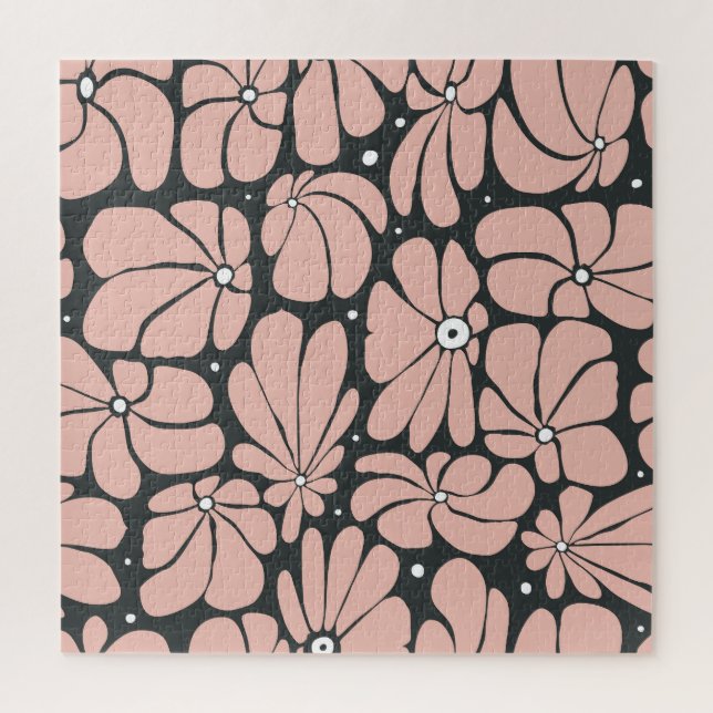 Stylized large blossoms, seamless floral pattern. jigsaw puzzle (Vertical)