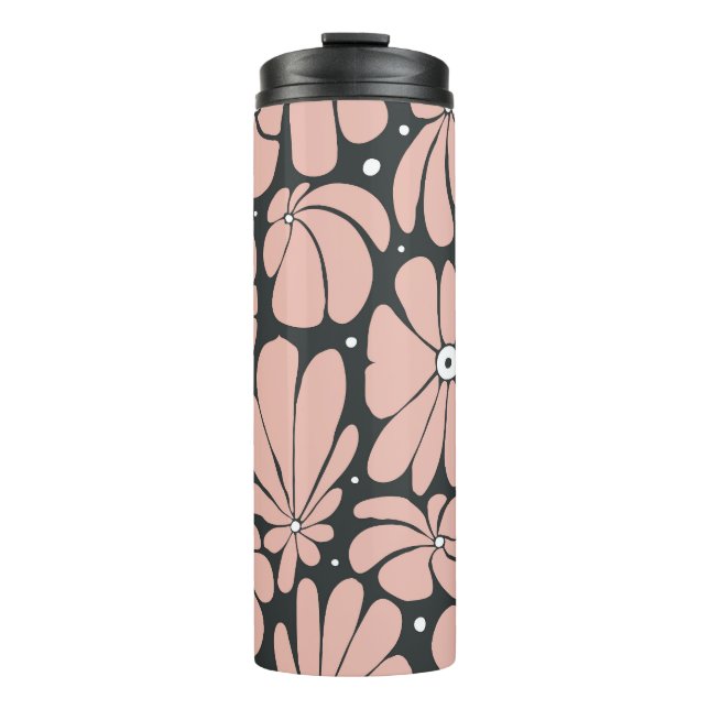 Stylized large blossoms, seamless floral pattern. thermal tumbler (Front)