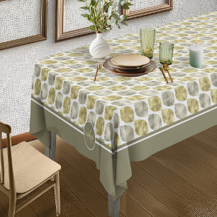 Stylized Leaf Pattern Monogram Small Gold ID707 Tablecloth
