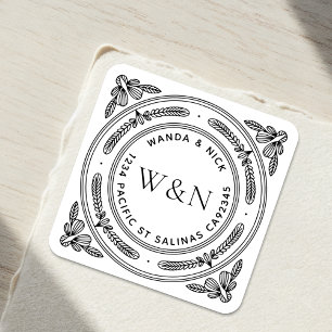 Stylized Leaf Return Address Labels - Custom