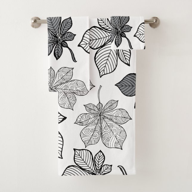 Stylized leaves 2 bath towel set (Insitu)