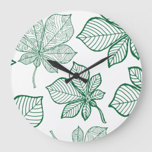 Stylized leaves 5 large clock