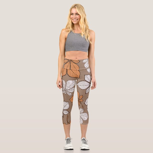 Stylized leaves 7 capri leggings (Front)