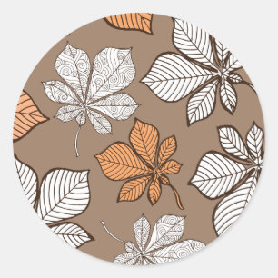 Stylized leaves 7 classic round sticker