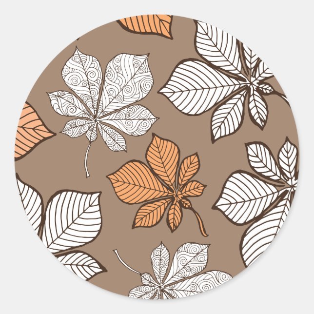 Stylized leaves 7 classic round sticker (Front)