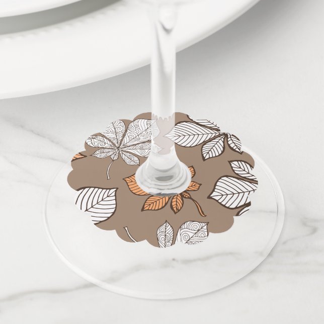Stylized leaves 7 wine glass tag (Close Up)