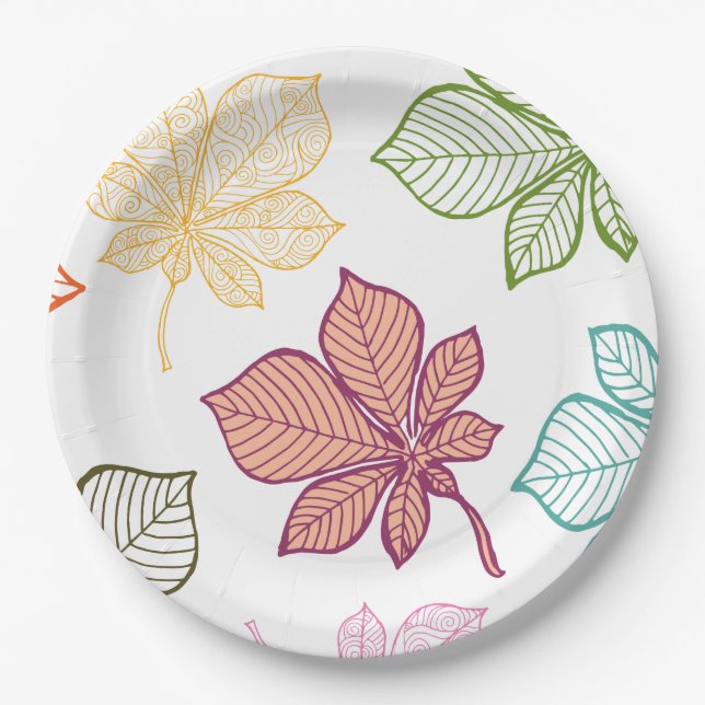 Stylized leaves 8 paper plate (Front)