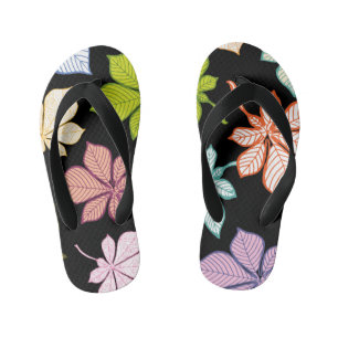 Stylized leaves 9 kid's flip flops