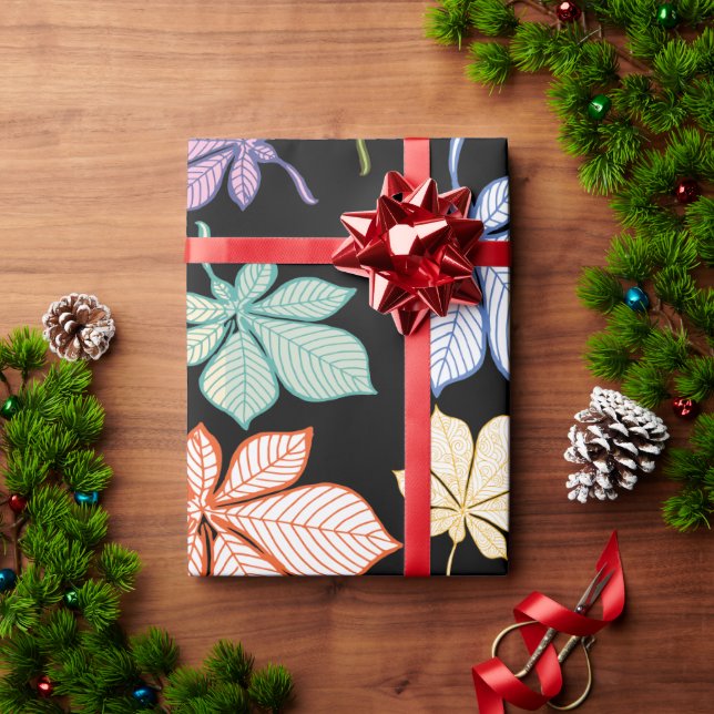 Stylized leaves 9 wrapping paper (Holiday Gift)