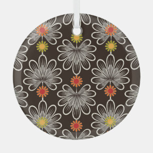 Stylized Leaves: Floral Graphic Background Glass Ornament
