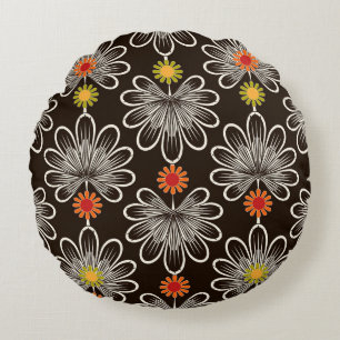 Stylized Leaves: Floral Graphic Background Round Pillow