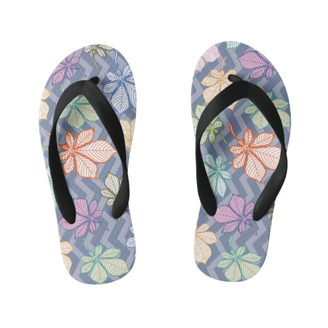 Stylized Leaves Kid's Flip Flops (Footbed)