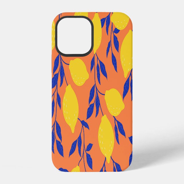 Stylized Lemons Vintage Tropical Pattern iPhone Case (Back)
