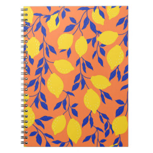Stylized Lemons Vintage Tropical Pattern Notebook