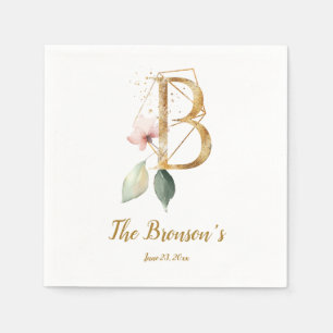 Stylized Letter B Floral Wedding Napkins