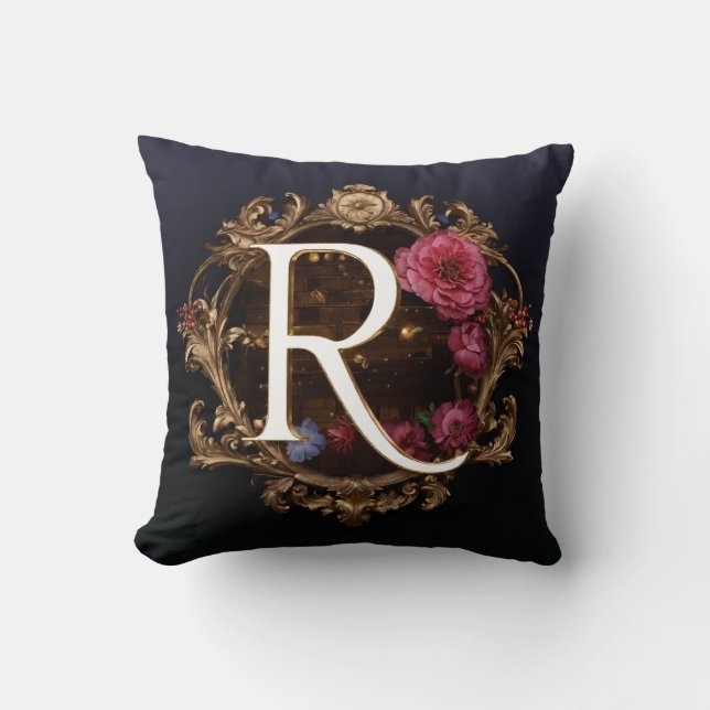  "Stylized Letters 'R' Throw Pillow (Front)