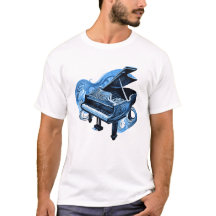 Stylized Line Art Blue Piano