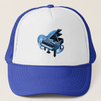 Stylized Line Art Blue Piano  Trucker Hat