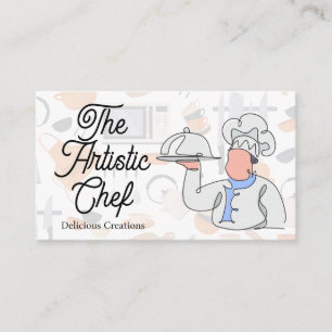 Stylized Line Drawing of Chef Business Card