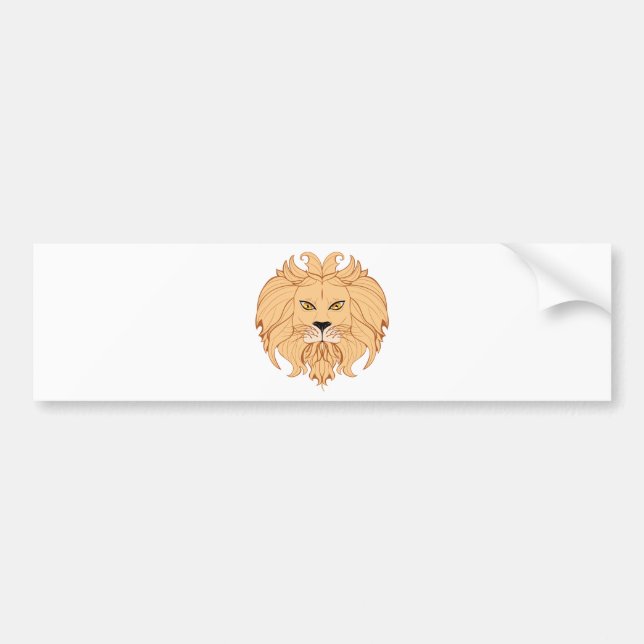 Stylized Lion Head Bumper Sticker (Front)