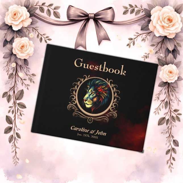 Stylized Lion Head Portrait in Mandala Frame  Guest Book (Creator Uploaded)