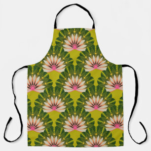 Stylized lotus wallpaper: pink, green. apron