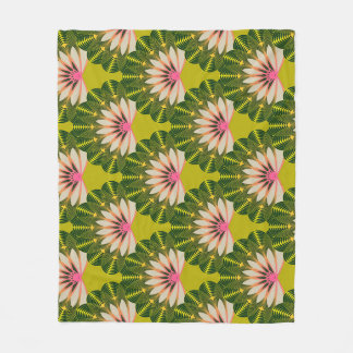 Stylized lotus wallpaper: pink, green. fleece blanket