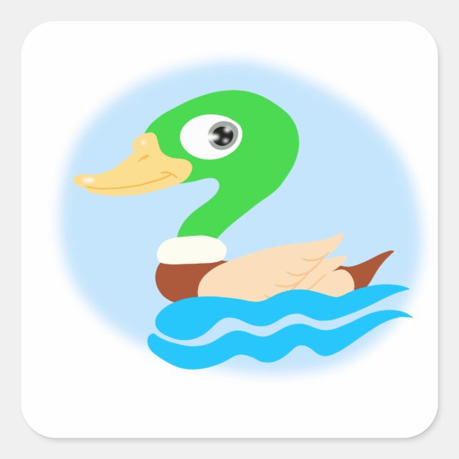 Stylized mallard duck square sticker (Front)