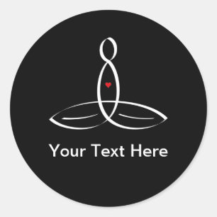 Stylized meditation with customizable text classic round sticker