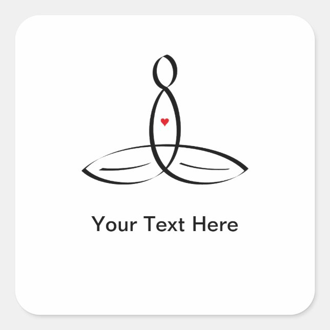 Stylized  meditator  with customizable text square sticker (Front)