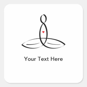 Stylized  meditator  with customizable text square sticker