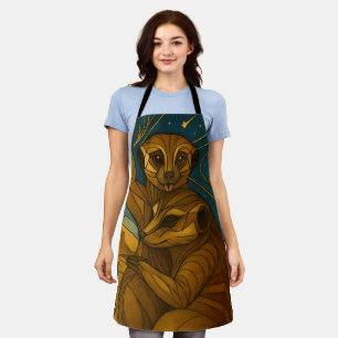 Stylized Meerkat Pair Under Starry Sky Apron
